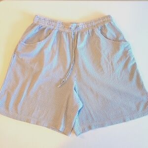 Vintage cotton seersucker striped drawstring Bermuda shorts. Salem Straits. 1X